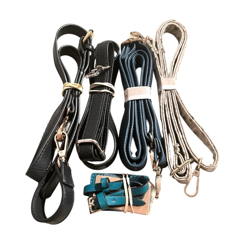 4 Bag Straps Set - Black, Navy-Blue and Beige - Silvertoned & Goldtoned Hardware - Picture 4 of 6